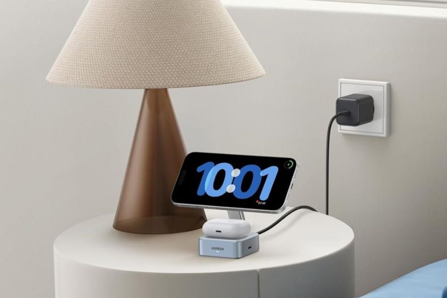 UGREEN MagFlow Qi2 25W Chargeur Induction iPhone 2 en 1